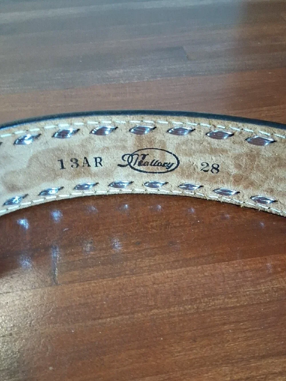 Mallory Western Belt 28 Brown Leather Silver Lacing Tooled Painted Armadillo